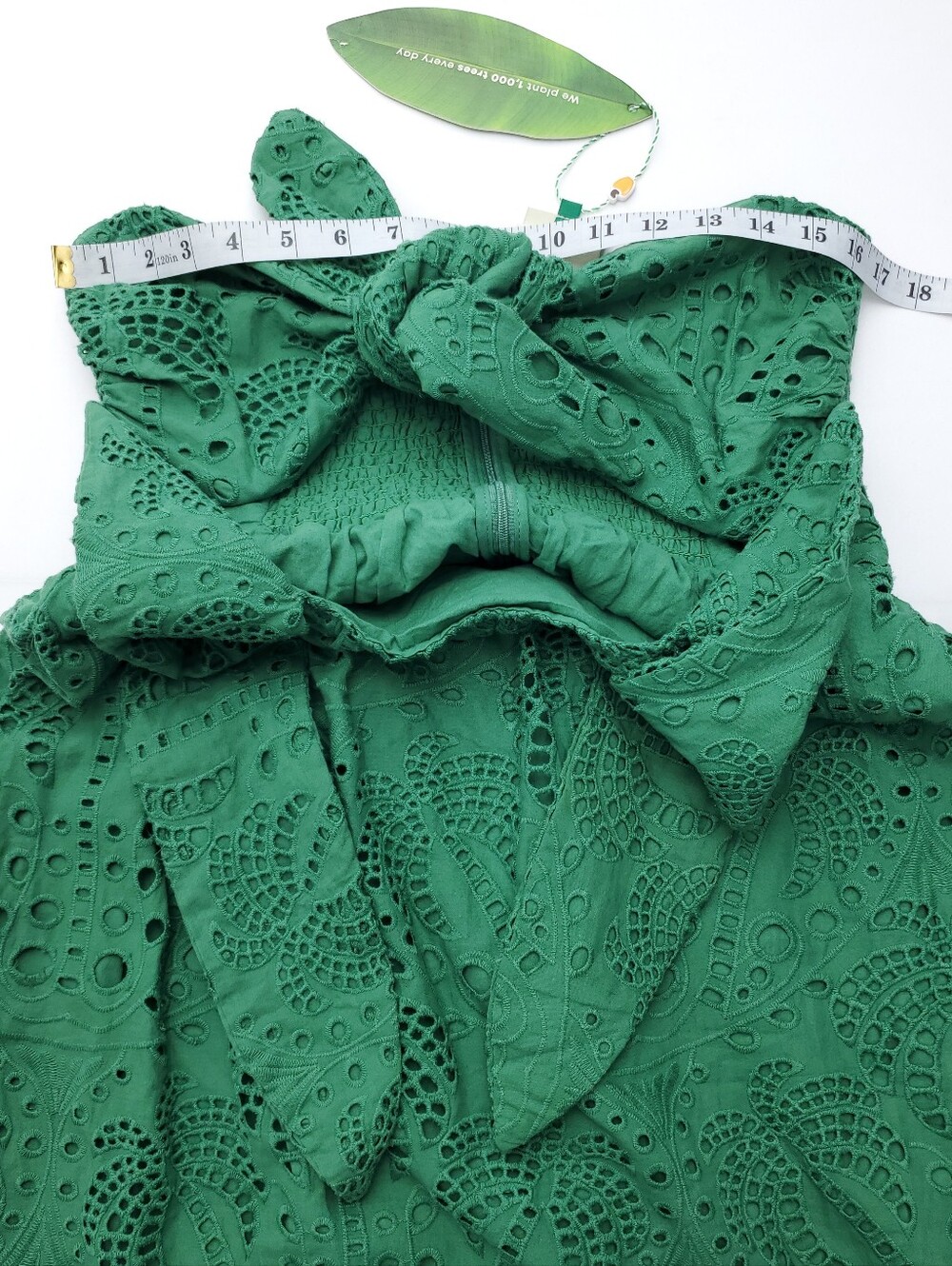 NEW FARM RIO Green Coconut Tree Richelieu Midi Dress Cotton Summer Resortwear L - Picture 5 of 15